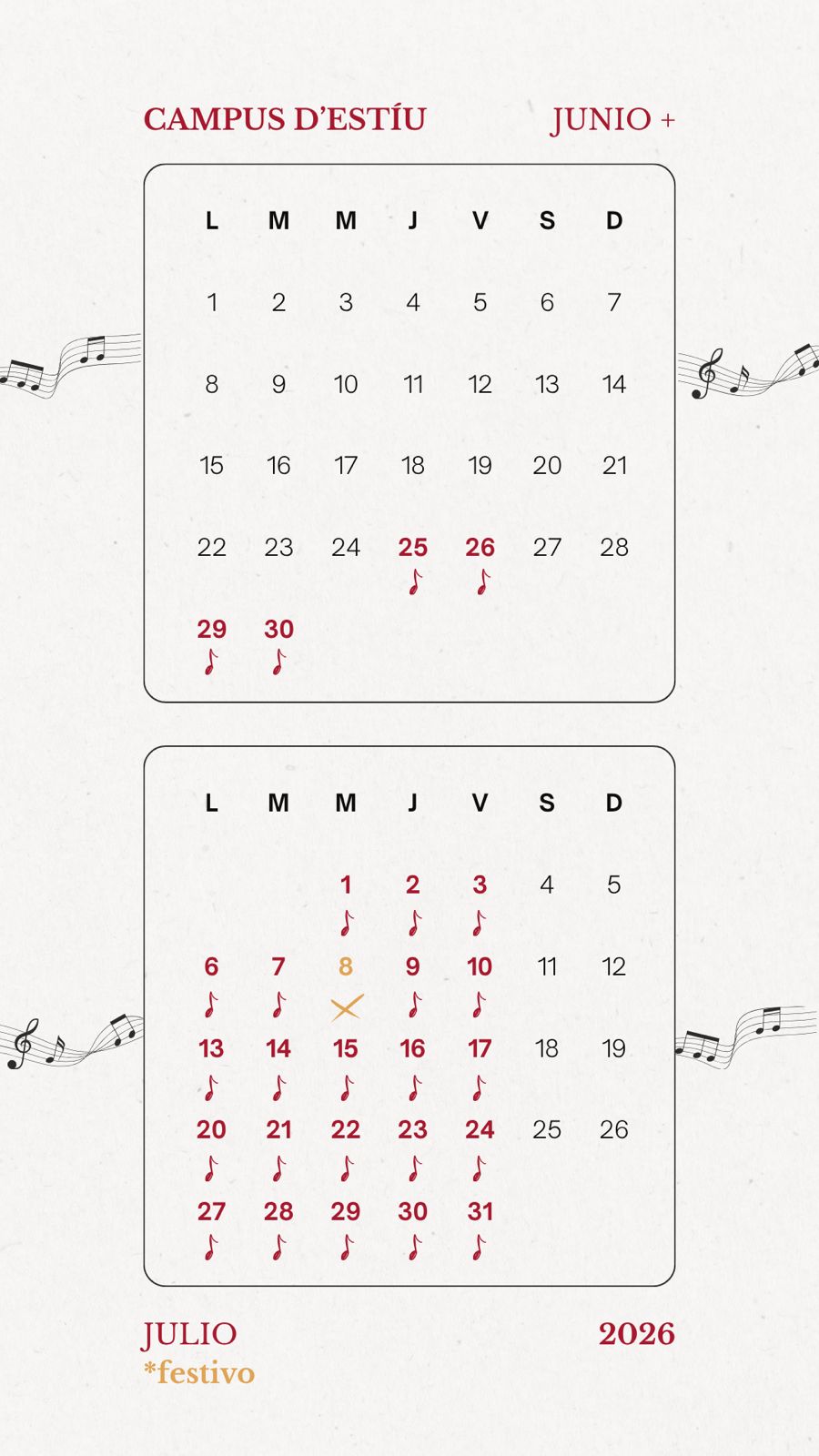calendario verano niños 2026 